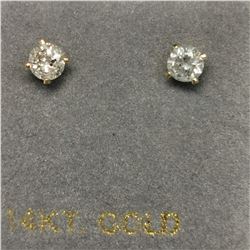 14K YELLOW GOLD 2 DIAMOND(0.24CT)  EARRINGS