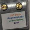 Image 2 : 14K YELLOW GOLD 2 DIAMOND(0.24CT)  EARRINGS
