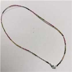 SILVER MULTICOLOR GENUINE TOURMALINE  NECKLACE