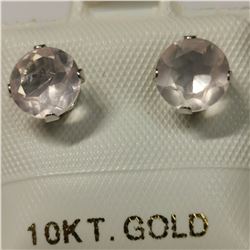 10K YELLOW GOLD ROSE QUARTZ(1.6CT)  EARRINGS