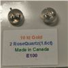 Image 2 : 10K YELLOW GOLD ROSE QUARTZ(1.6CT)  EARRINGS