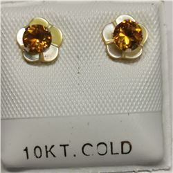 10K YELLOW GOLD 2 CITRINE(0.3CT)  EARRINGS