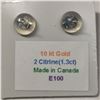 Image 2 : 10K WHITE GOLD 2 CITRINE(1.3CT)  EARRINGS
