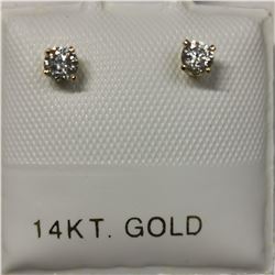 14K YELLOW GOLD 2 DIAMOND(0.2CT)  EARRINGS