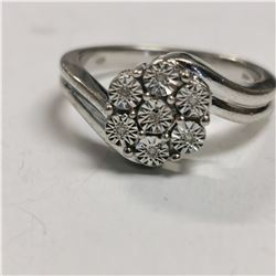 SILVER 7 DIAMOND  RING, MADE IN CANADA