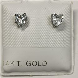 14K WHITE GOLD CUBIC ZIRCONIA 10KT SCREW BACK