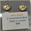 Image 2 : 10K YELLOW GOLD 2 TANZANITE(0.46CT)  EARRINGS