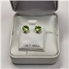 Image 3 : 10K WHITE GOLD 2 PERIDOT(1.3CT)  EARRINGS
