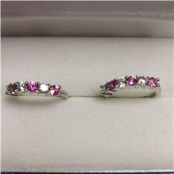 CREATED PINK SAPPHIRE  EARRINGS