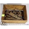 Image 1 : BOX OF ANTIQUE WRENCHES AND TOOLS