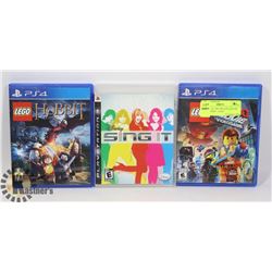 BUNDLE OF TWO PS4 AND ONE PS3 VIDEOGAMES    LEGO