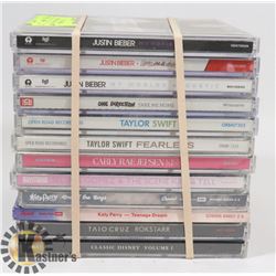 LOT OF 12 POP CD'S INCLUDING JUSTIN BIEBER, TAYLOR