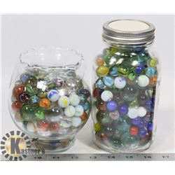 VINTAGE MARBLES 2 GLASS CONTAINERS