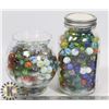 Image 1 : VINTAGE MARBLES 2 GLASS CONTAINERS