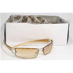 BOX OF AMBER COLOR DESIGNER SUNGLASSES