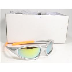 BOX OF SILVER AND ORANGE  DESIGNER SUNGLASSES