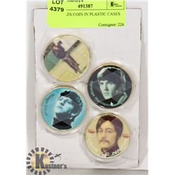 4 BEATLES COIN IN PLASTIC CASES
