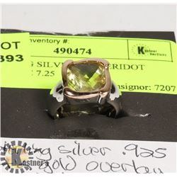 STERLING SILVER .925 PERIDOT RING SIZE 7.25