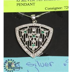 STERLING SILVER .925 EMERALD ZIRCON PENDANT