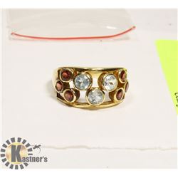 STERLING SILVER .925 GARNET/TOPAZ RING SIZE 7