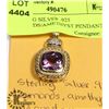 Image 1 : STERLING SILVER .925 DIAMONDS/AMETHYST PENDANT