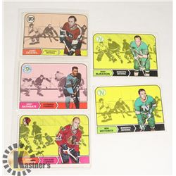 1968 TOPPS 5 HOCKEY CARD LOT