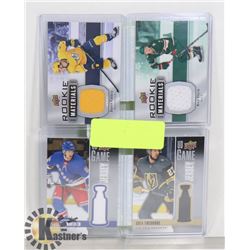 4 19-20 UPPER DECK NHL GAME JERSEY CARDS ROOKIES