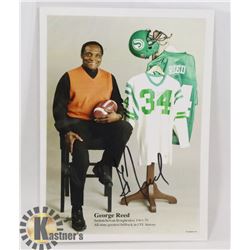 GEORGE REED SASKATCHEWAN ROUGHRIDERS SIGNED CARD