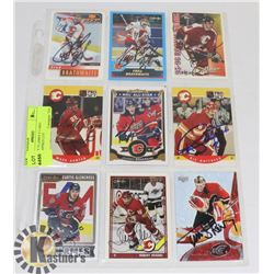 CALGARY FLAMES 9 CARD AUTOGRAPHED LOT