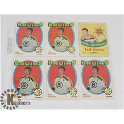 TED GREEN 6 1970S BOSTON BRUINS HOCKEY CARDS