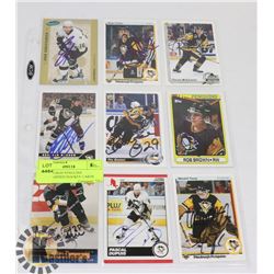 9 PITTSBURGH PENGUINS AUTOGRAPHED HOCKEY CARDS