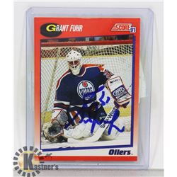 GRANT FUHR EDMONTON OILERS SIGNED CARD HOF