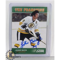 JOHNNY BUCYK AUTOGRAPHED BOSTON BRUINS CARD