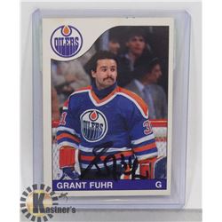 GRANT FUHR EDMONTON OILERS 1986 SIGNED CARD