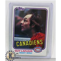 GUY LAFLEUR MONTREAL CANADIENS SIGNED CARD HOF