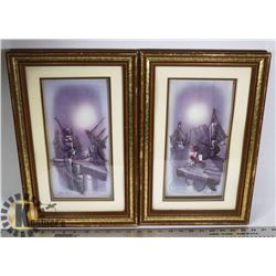 SET OF 2 WOOD FRAMED PAPER TOLLS - ONE