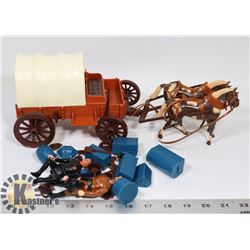 VINTAGE 1970'S COWBOY CHUCK WAGON TOY SET