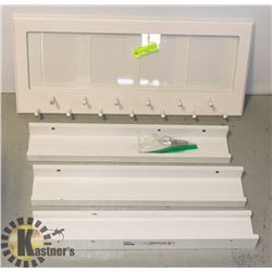 IKEA WALL HANGER WITH 13 PEGS AND 4 FRAMES