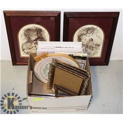 BOX OF VINTAGE FRAMES AND PRINTS