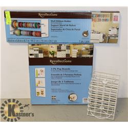 3 ORGANIZERS PEG BOARD, RIBBON HOLDER AND PAINT