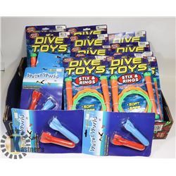 FLAT OF ASSORTED DIVING TOYS