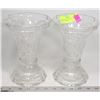 Image 1 : PAIR OF FROSTED FRUIT DESIGN CRYSTAL VASES