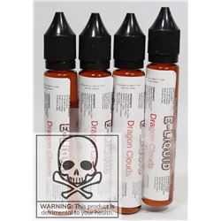 4 BOTTLES OF E-LIQUID DRAGON CLOUDS 6MG NICOTINE