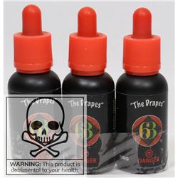 3 BOTTLES OF THE DRAPES VAPE 63- 12MG OF NICOTINE