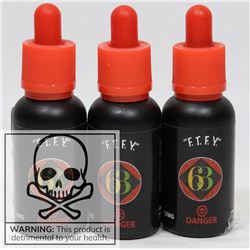 3 BOTTLES OF F.T.F.Y VAPE 63 - 0MG OF NICOTINE PER