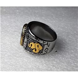 8)  STAINLESS STEEL AND BLACK ENAMEL