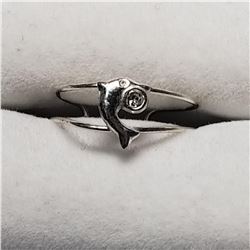 SILVER CUBIC ZIRCONIA DOLPHIN RING