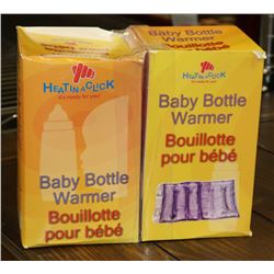 LOT OF 2 NEW HEAT IN A CLICK BABY BOTTLE WARMERS