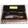 Image 1 : WINE BOTTLE OPENER IN WOOD DISPLAY BOX