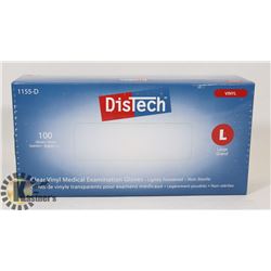 BOX OF DISTECH CLEAR VINYL MEDICAL EXAMINATION